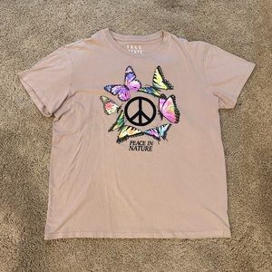 Size L Brown Free State Peace In Nature Graphic Tee